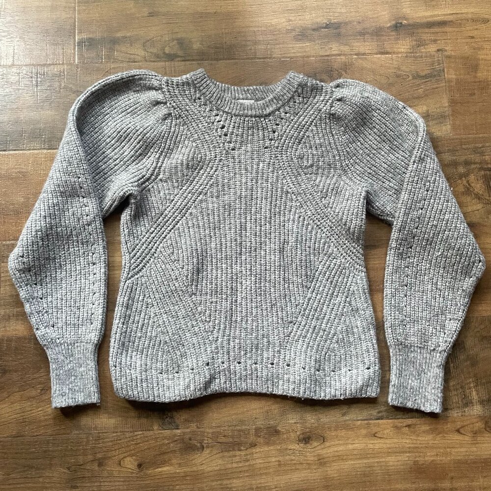 Worthington Gray Puff Sleeve‎ Sweater | Size Small | Ribbed Knit Pullover
